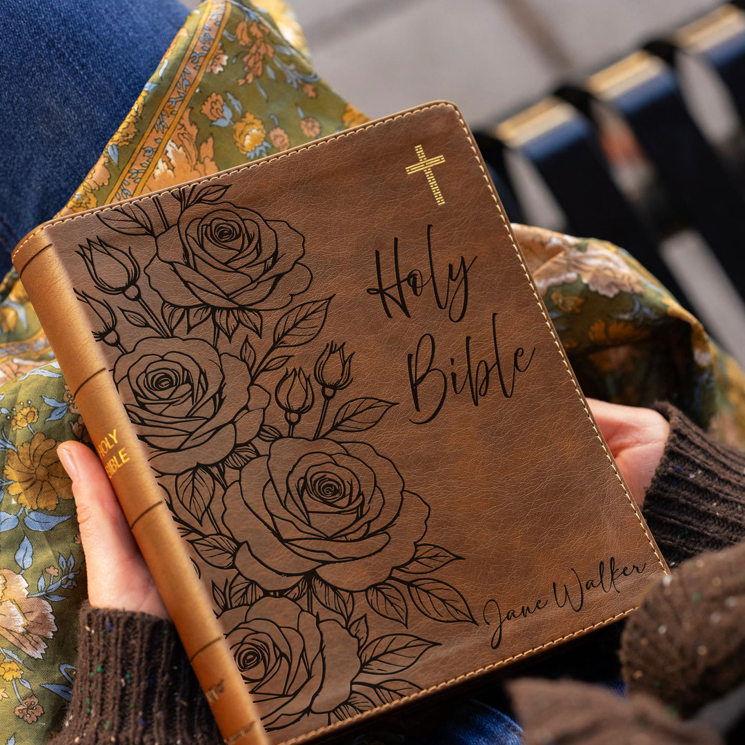 Personalized NIV Journal the Word Bible – Double Column Brown | Rose Holy Bible