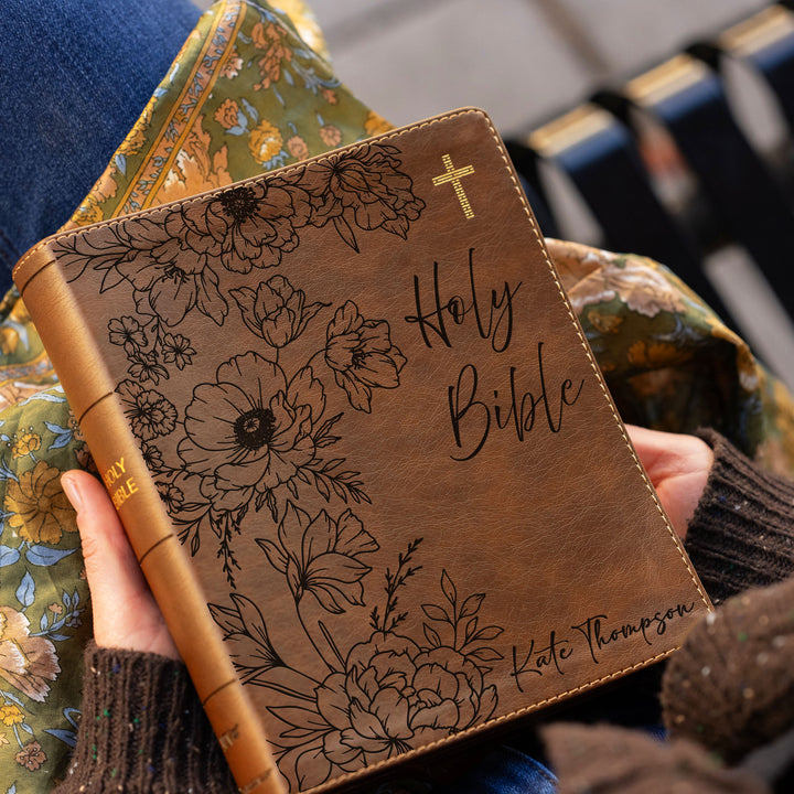 Personalized NIV Journal the Word Bible – Double Column Brown | Peony Holy Bible
