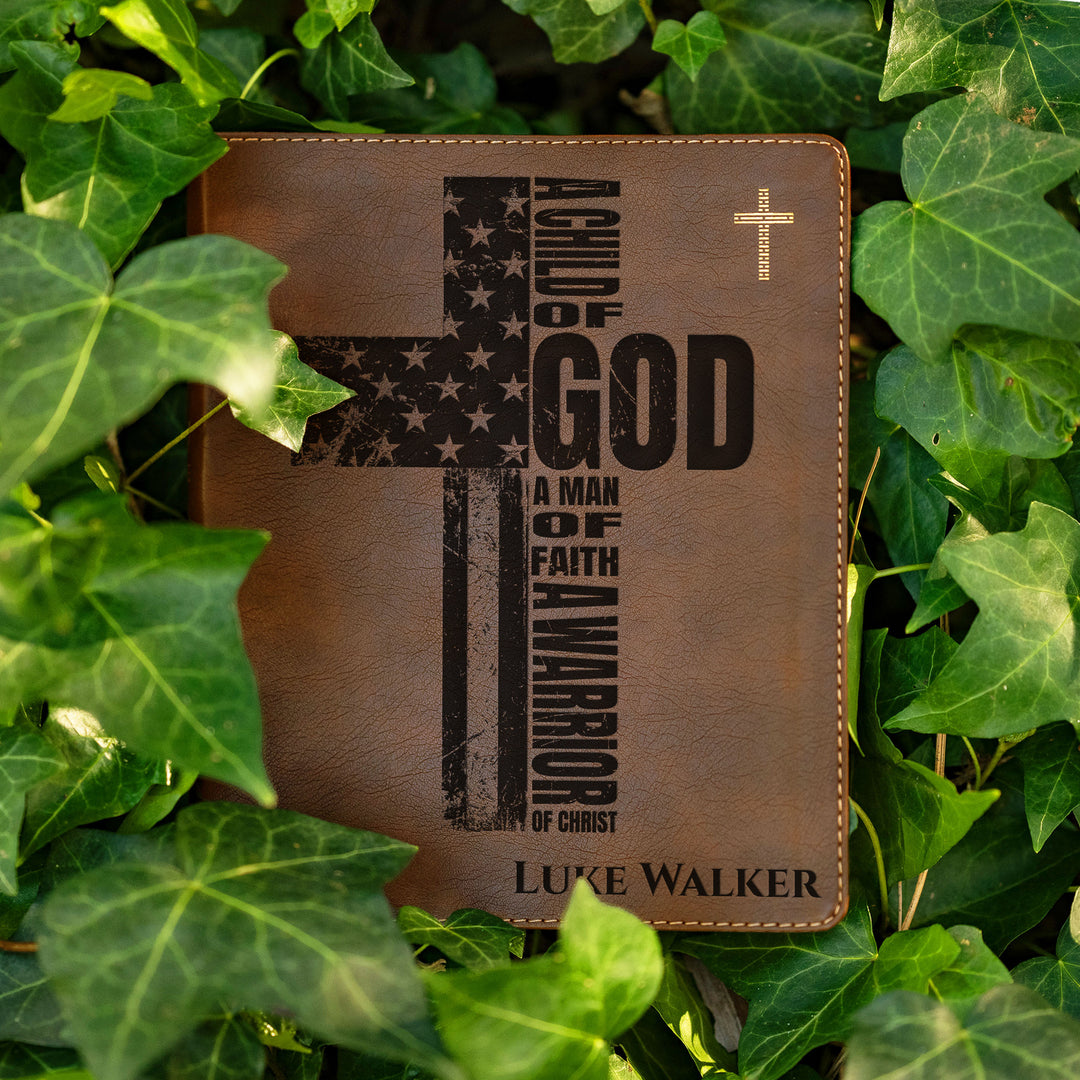 Personalized NIV Journal the Word Bible – Double Column Brown | Patriotic Cross