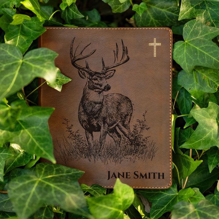 Personalized NIV Journal the Word Bible – Double Column Brown | Stag In Grass