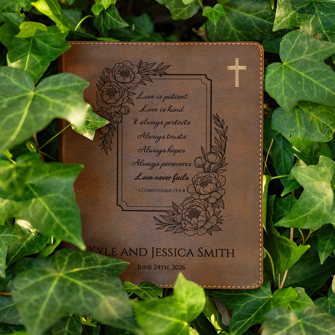 Personalized NIV Journal the Word Bible – Double Column Brown | Floral Live is Patient