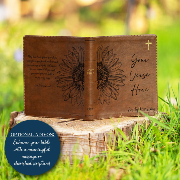 Personalized NIV Journal the Word Bible – Double Column Brown | Sunflower Custom Verse
