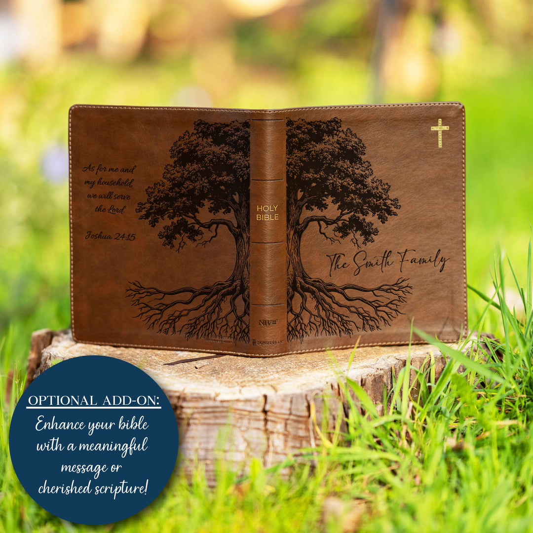 Personalized NIV Journal the Word Bible – Double Column Brown | Oak Family Tree Side