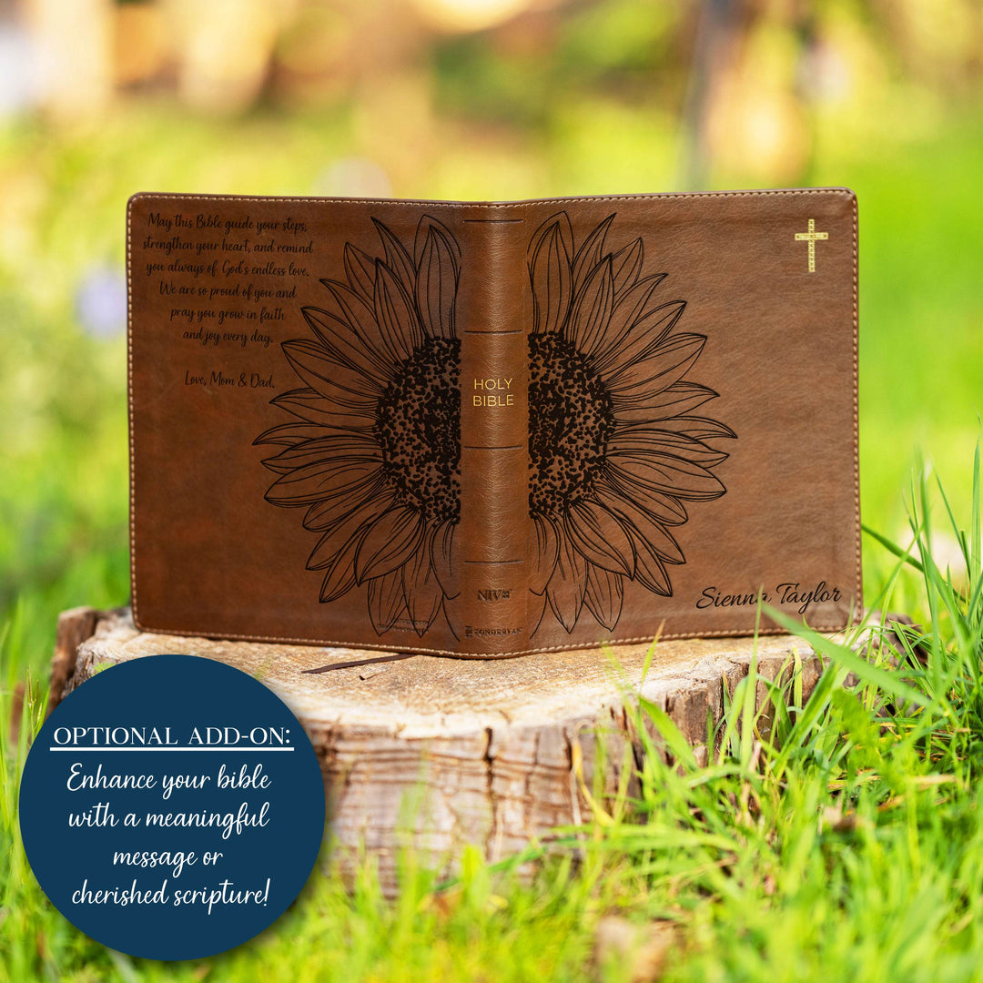 Personalized NIV Journal the Word Bible – Double Column Brown | Sunflower Large