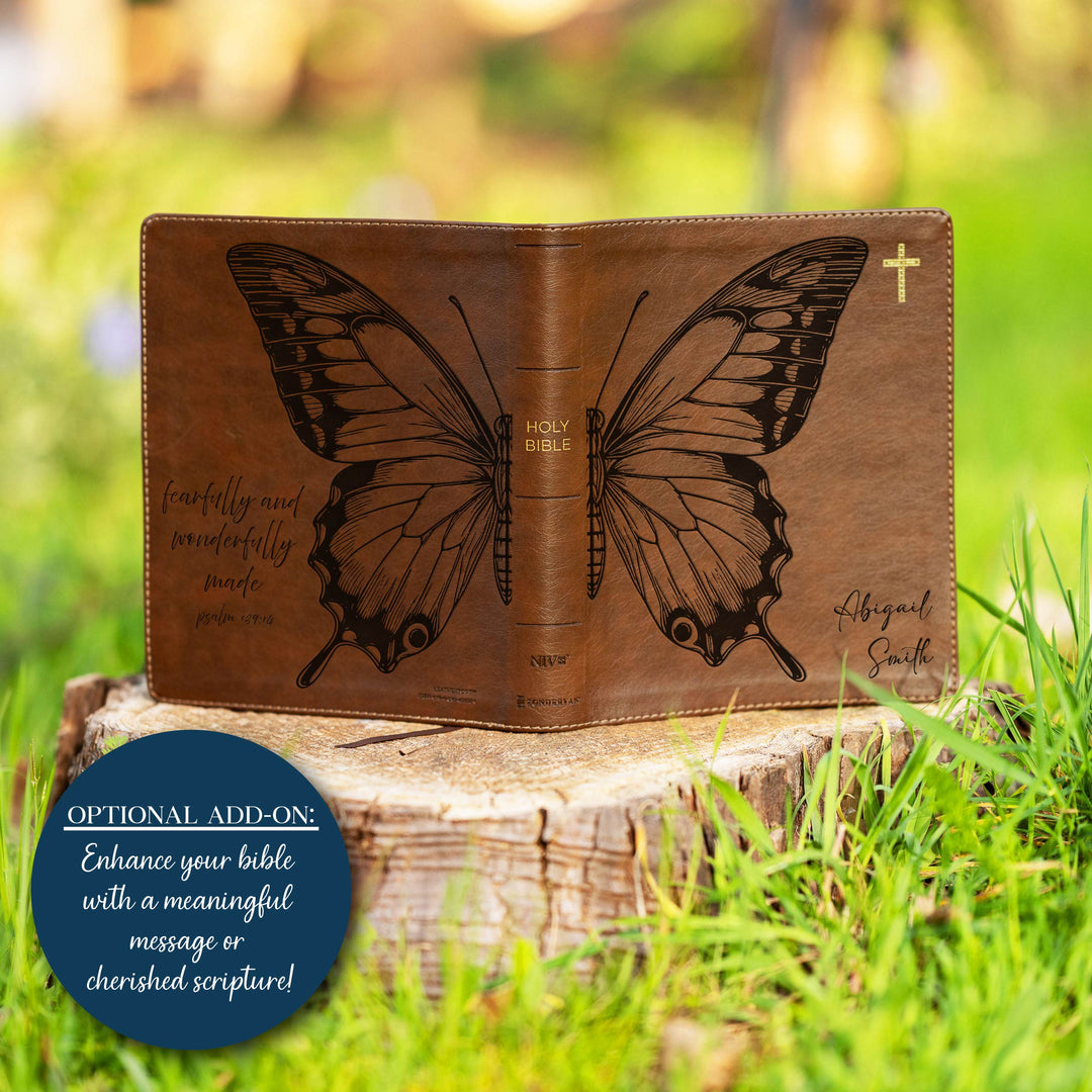 Personalized NIV Journal the Word Bible – Double Column Brown | Butterfly Large