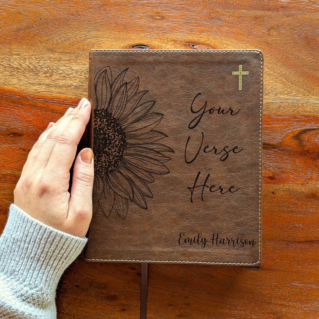 Personalized NIV Journal the Word Bible – Double Column Brown | Sunflower Custom Verse