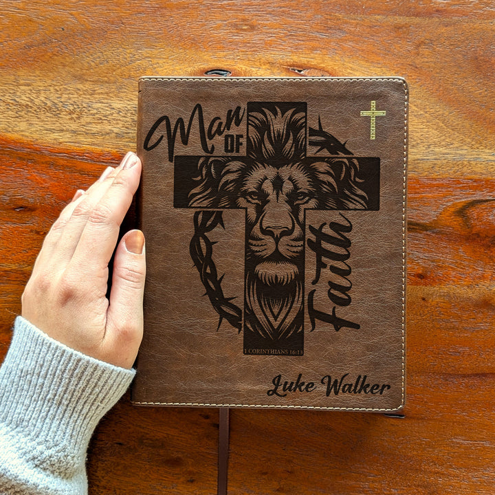 Personalized NIV Journal the Word Bible – Double Column Brown | Man of Faith