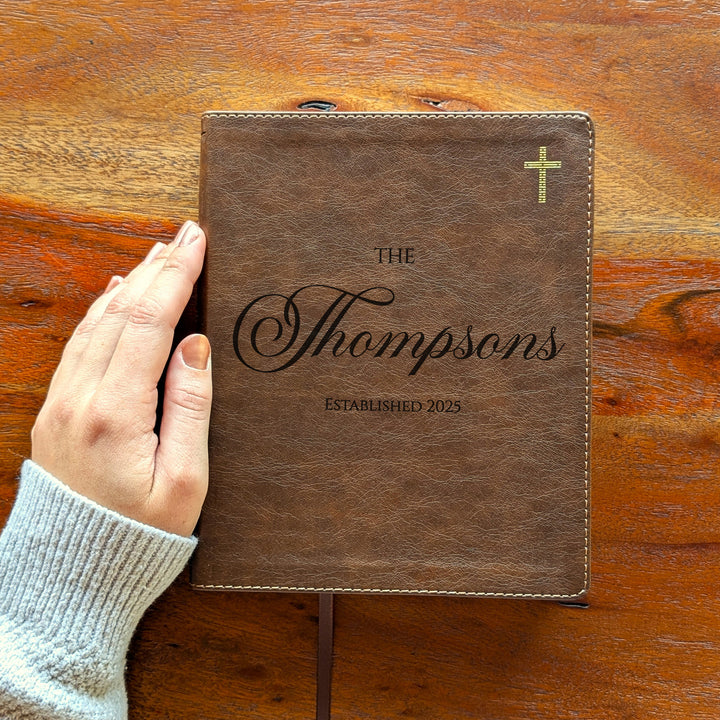 Personalized NIV Journal the Word Bible – Double Column Brown | Family Name Center