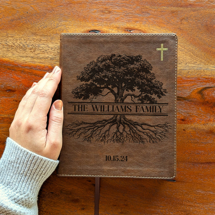 Personalized NIV Journal the Word Bible – Double Column Brown | Oak Family Tree Center