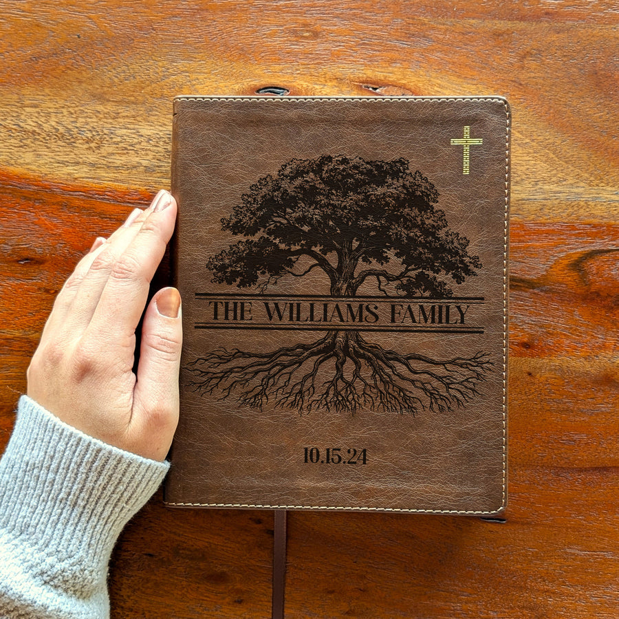 Personalized NIV Journal the Word Bible – Double Column Brown | Oak Family Tree Center.