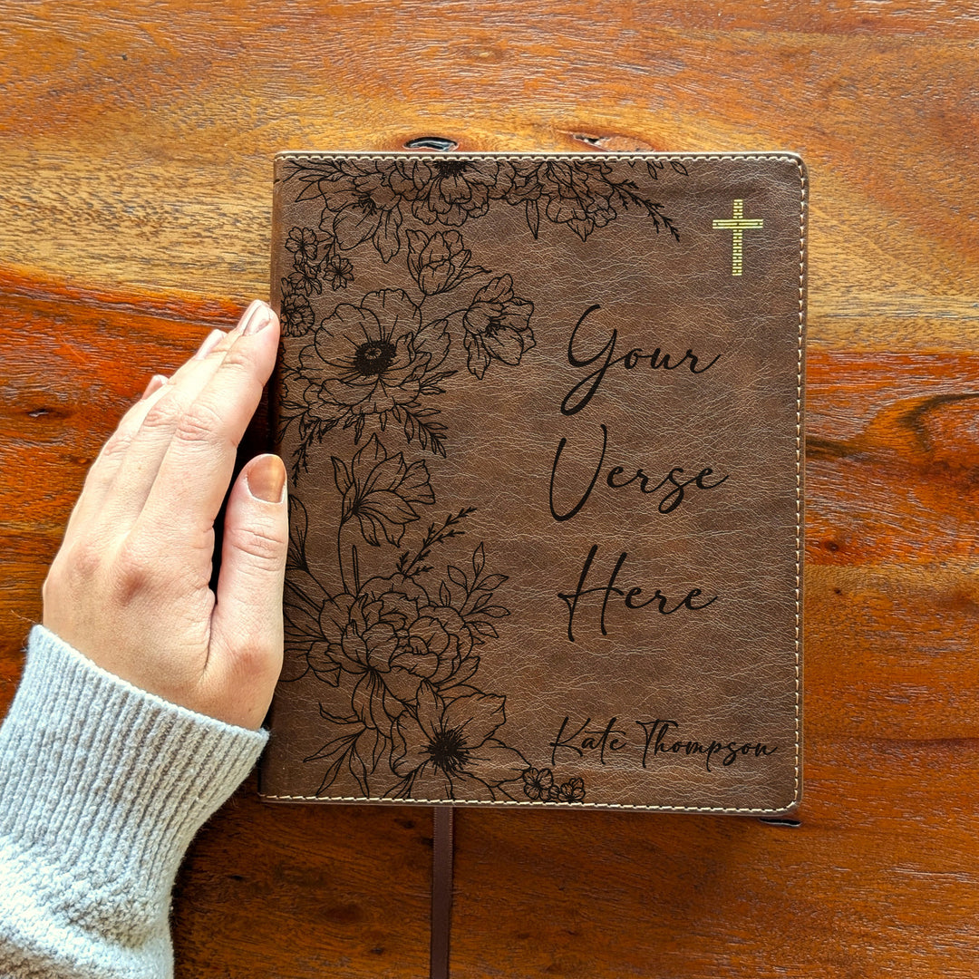 Personalized NIV Journal the Word Bible – Double Column Brown | Peony Custom Verse