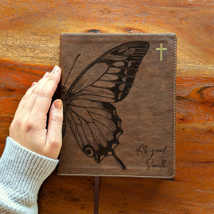 Personalized NIV Journal the Word Bible – Double Column Brown | Butterfly Large