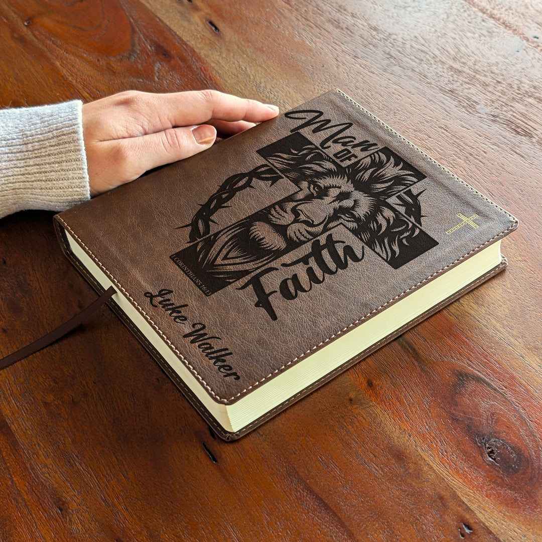 Personalized NIV Journal the Word Bible – Double Column Brown | Man of Faith
