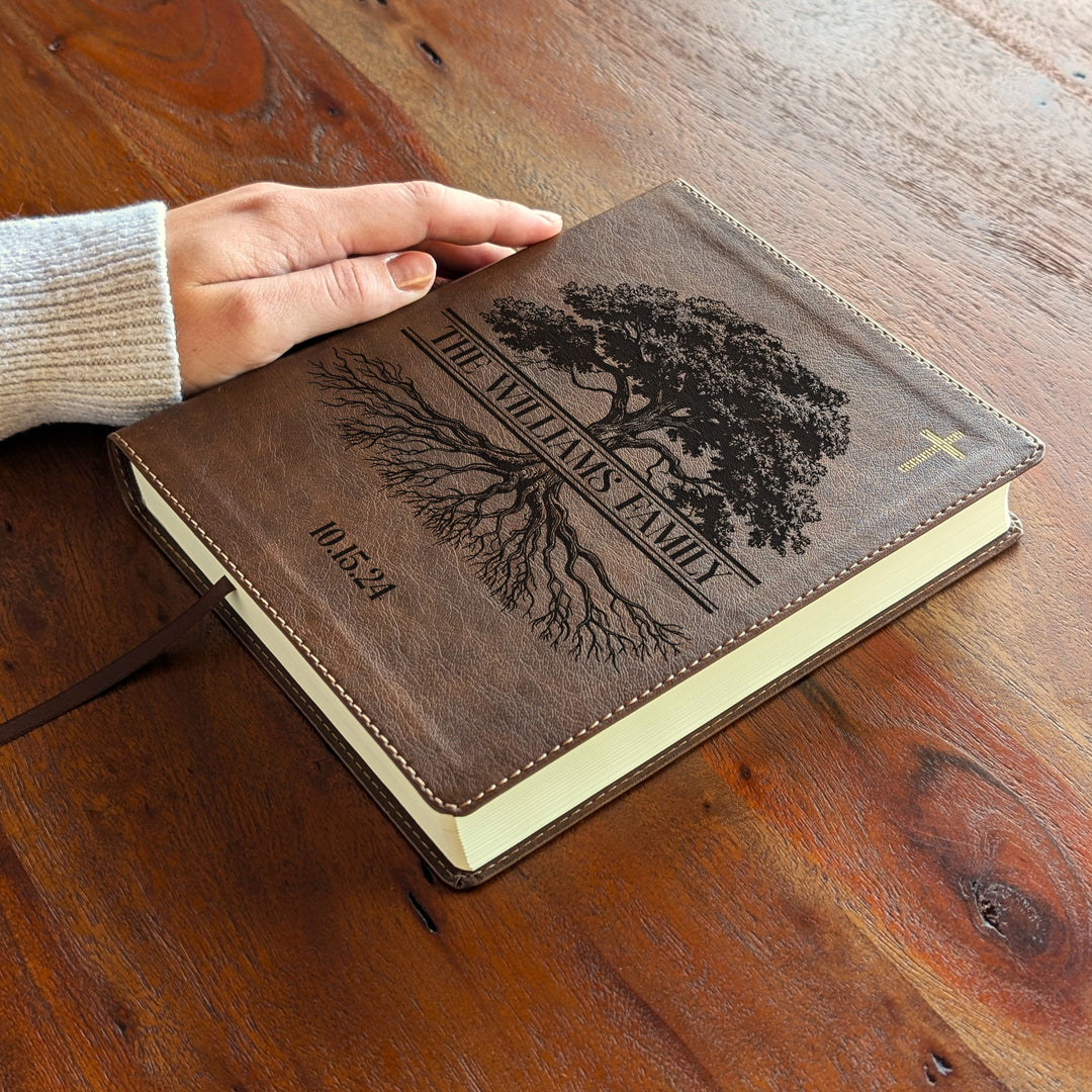 Personalized NIV Journal the Word Bible – Double Column Brown | Oak Family Tree Center