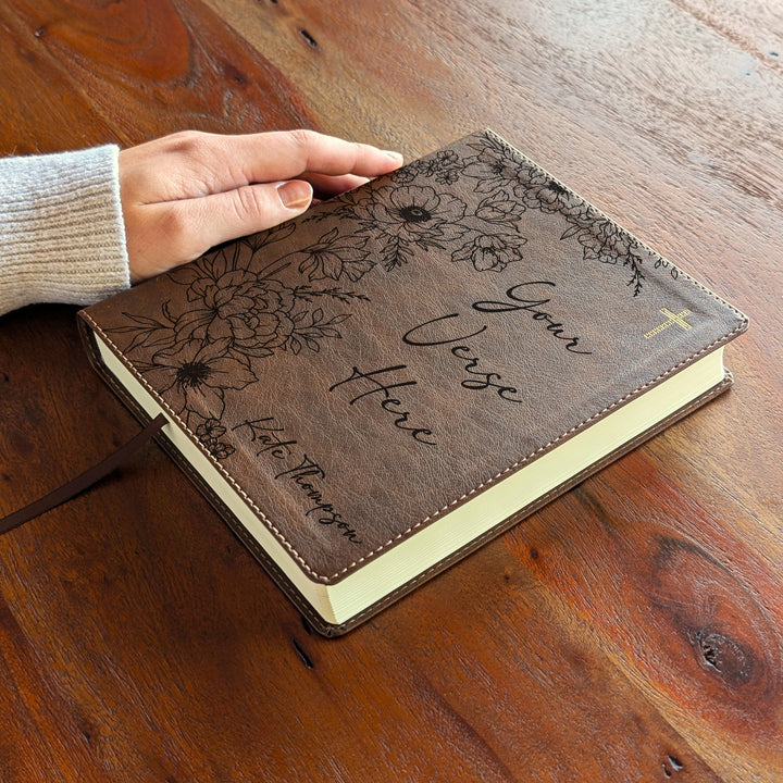 Personalized NIV Journal the Word Bible – Double Column Brown | Peony Custom Verse