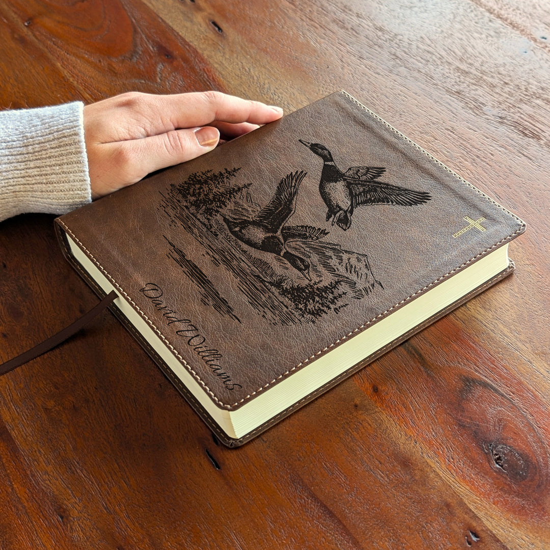Personalized NIV Journal the Word Bible – Double Column Brown | Mallards In Flight