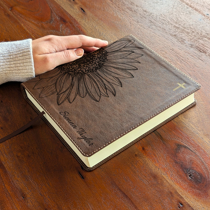 Personalized NIV Journal the Word Bible – Double Column Brown | Sunflower Large