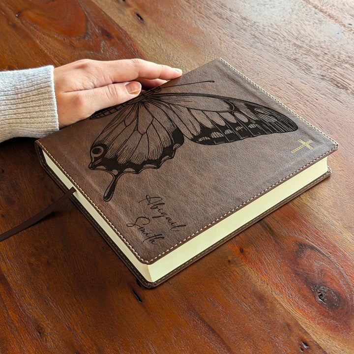 Personalized NIV Journal the Word Bible – Double Column Brown | Butterfly Large