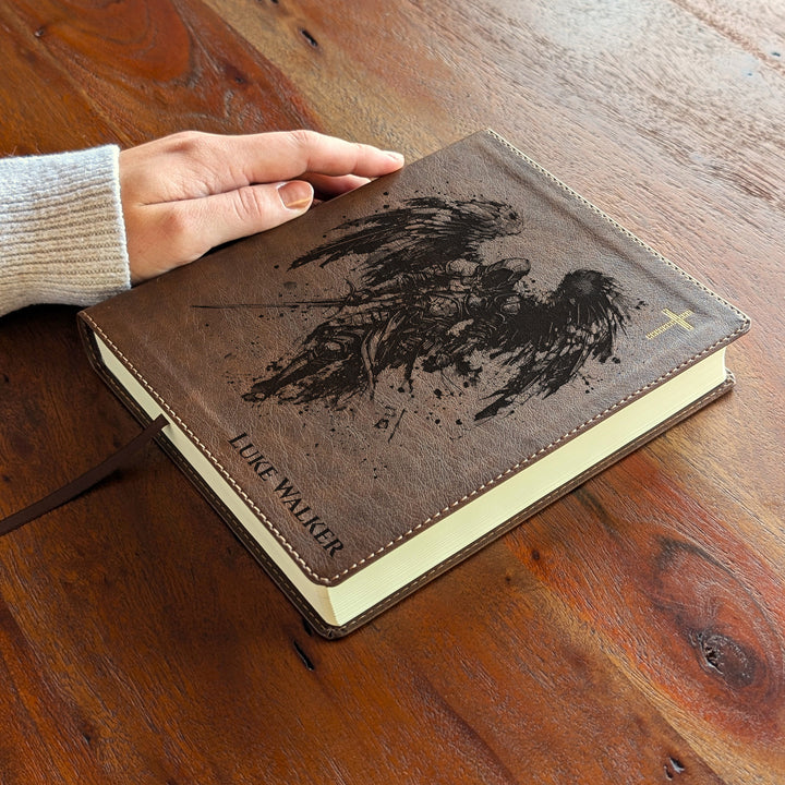 Biblia Personalizada NVI Escribe la Palabra – Marrón Doble Columna | Arcángel Miguel