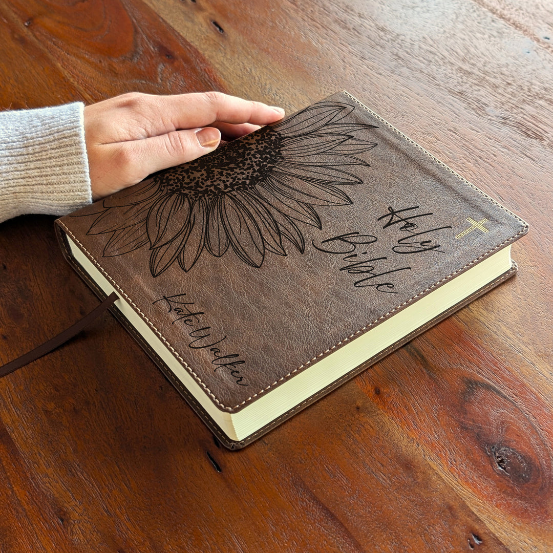 Personalized NIV Journal the Word Bible – Double Column Brown | Sunflower Holy Bible