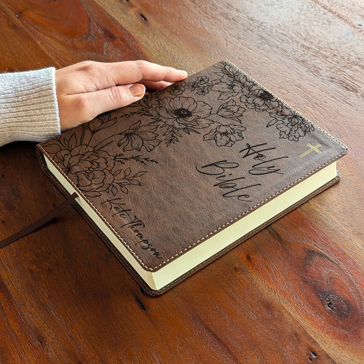 Personalized NIV Journal the Word Bible – Double Column Brown | Peony Holy Bible