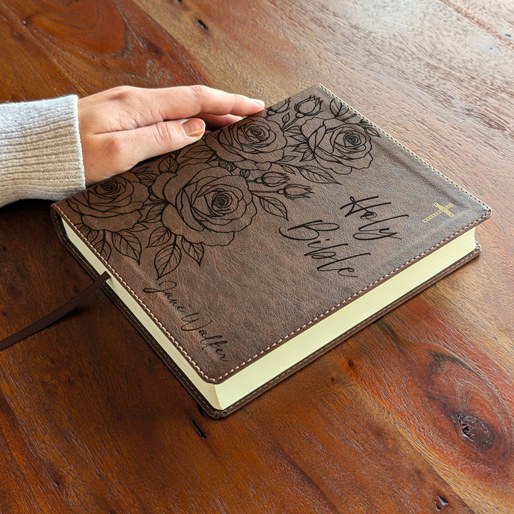 Personalized NIV Journal the Word Bible – Double Column Brown | Rose Holy Bible