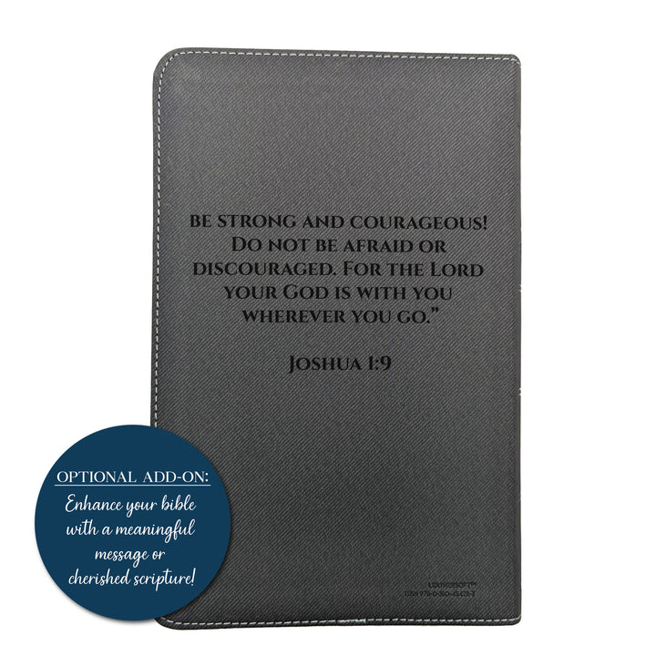 Personalized NIV Personal Size Bible – Large Print, Black | Patriotic Cross - Woman of Faith