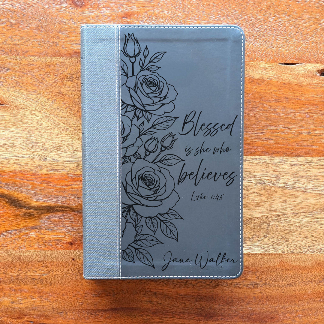 Biblia NVI tamaño personal personalizada – Letra grande, marrón | Hombre de fe