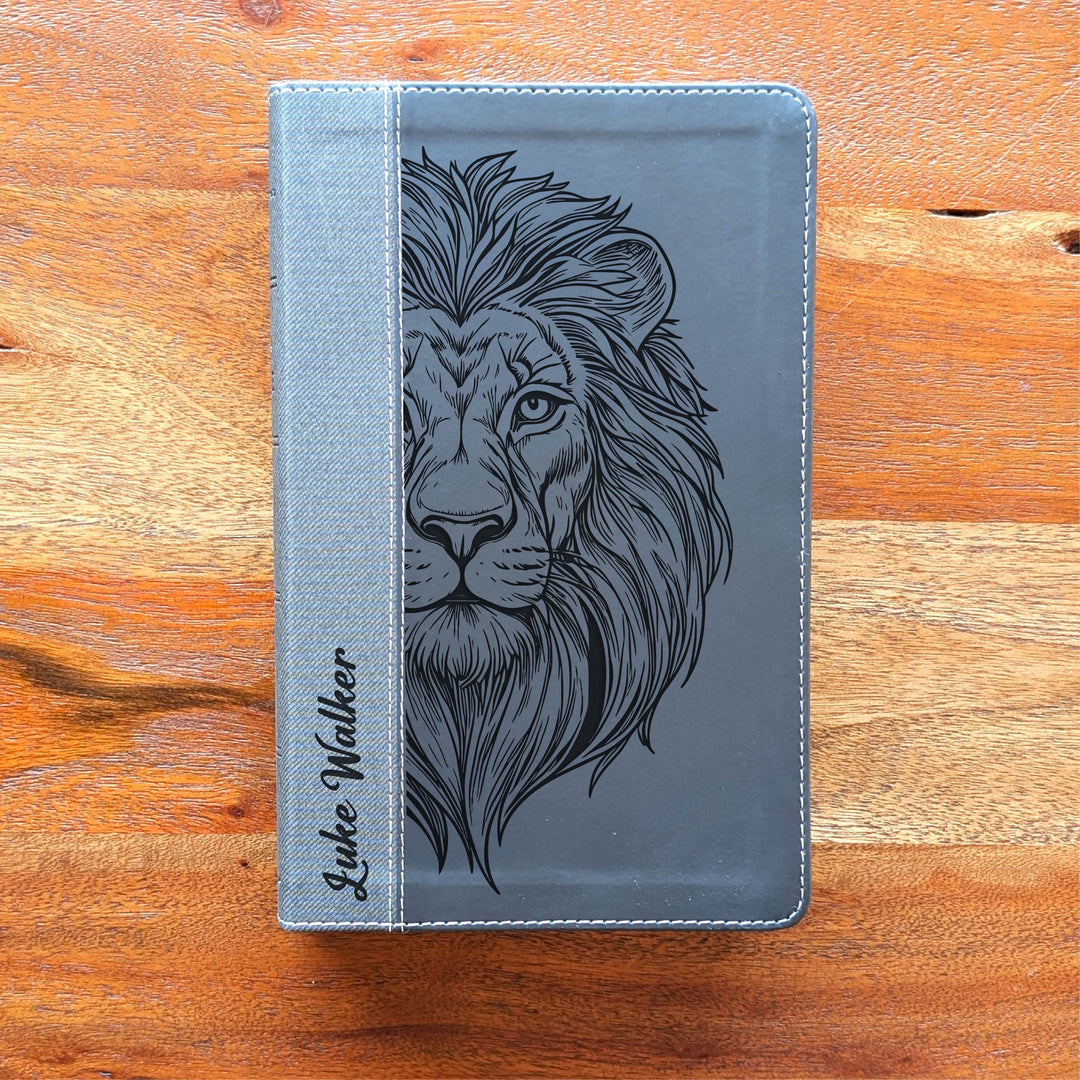 Biblia NVI tamaño personal personalizada – Letra grande, marrón | Hombre de fe