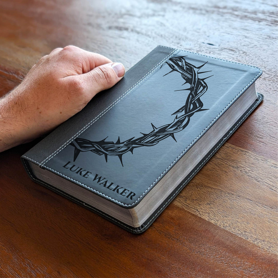 Biblia NVI tamaño personal personalizada – Letra grande, marrón | Hombre de fe