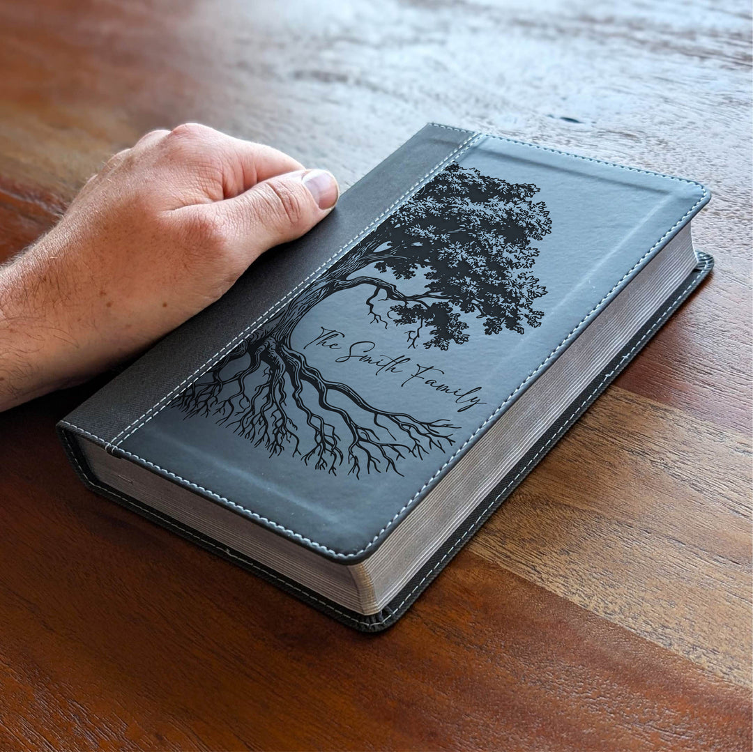 Personalized NIV Personal Size Bible – Large Print, Black | Oak Family Tree Side