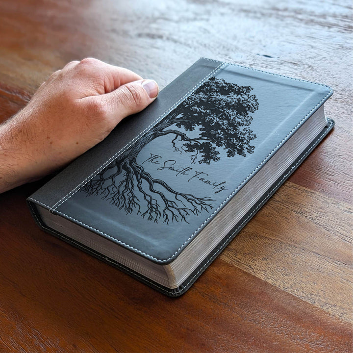 Personalized NIV Personal Size Bible – Large Print, Black | Oak Family Tree Side