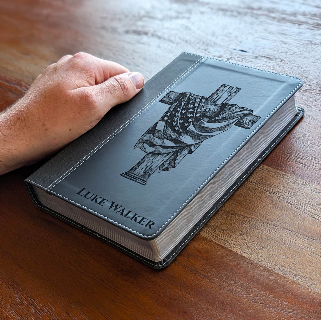 Biblia NVI tamaño personal personalizada – Letra grande, marrón | Hombre de fe
