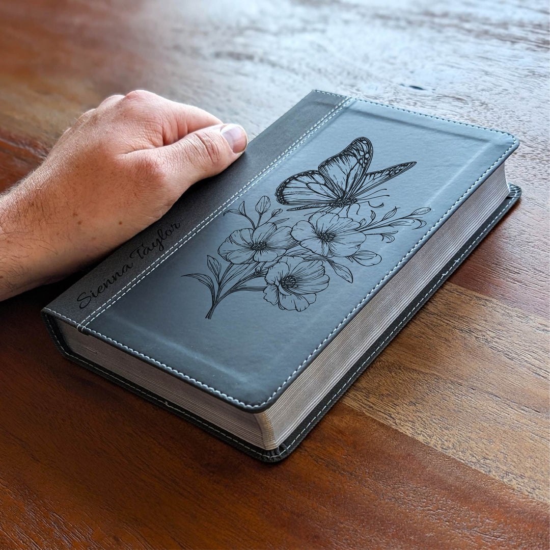 Biblia NVI tamaño personal personalizada – Letra grande, marrón | Hombre de fe