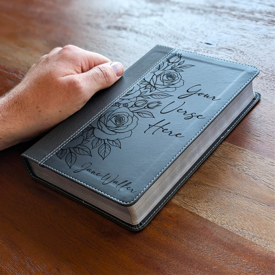 Biblia NVI tamaño personal personalizada – Letra grande, marrón | Hombre de fe