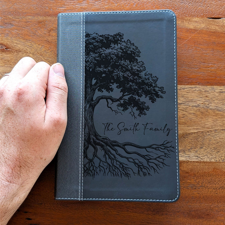 Personalized NIV Personal Size Bible – Large Print, Black | Oak Family Tree Side
