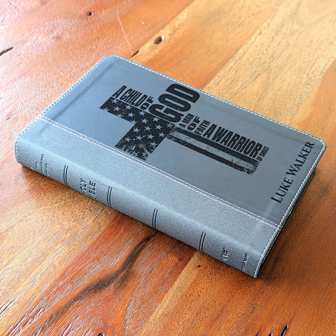Biblia NVI tamaño personal personalizada – Letra grande, marrón | Hombre de fe