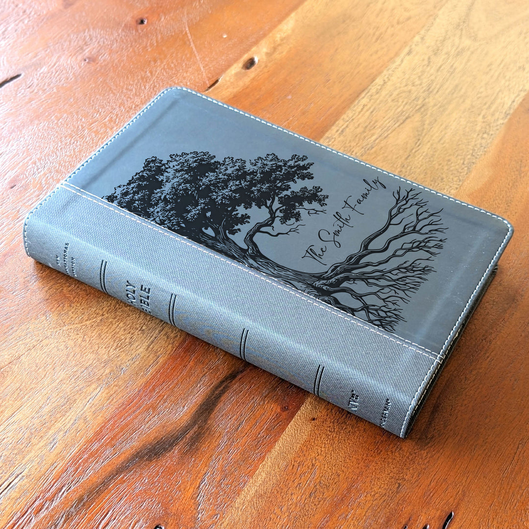 Personalized NIV Personal Size Bible – Large Print, Black | Oak Family Tree Side