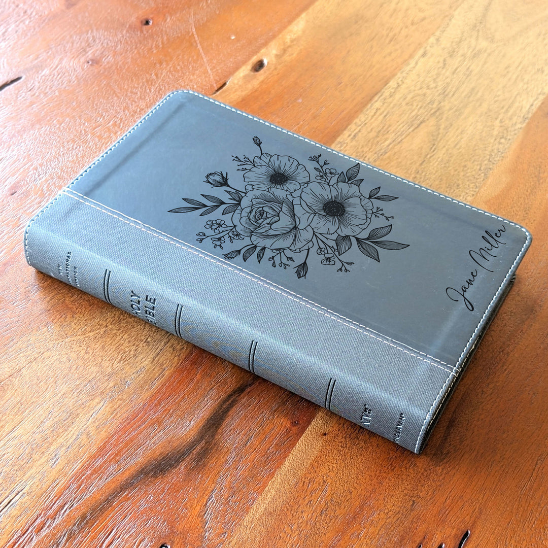 Biblia NVI tamaño personal personalizada – Letra grande, marrón | Hombre de fe
