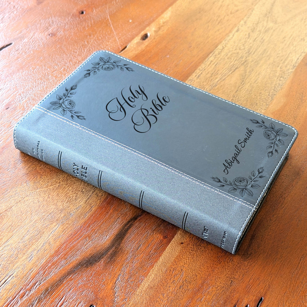 Biblia NVI tamaño personal personalizada – Letra grande, marrón | Hombre de fe