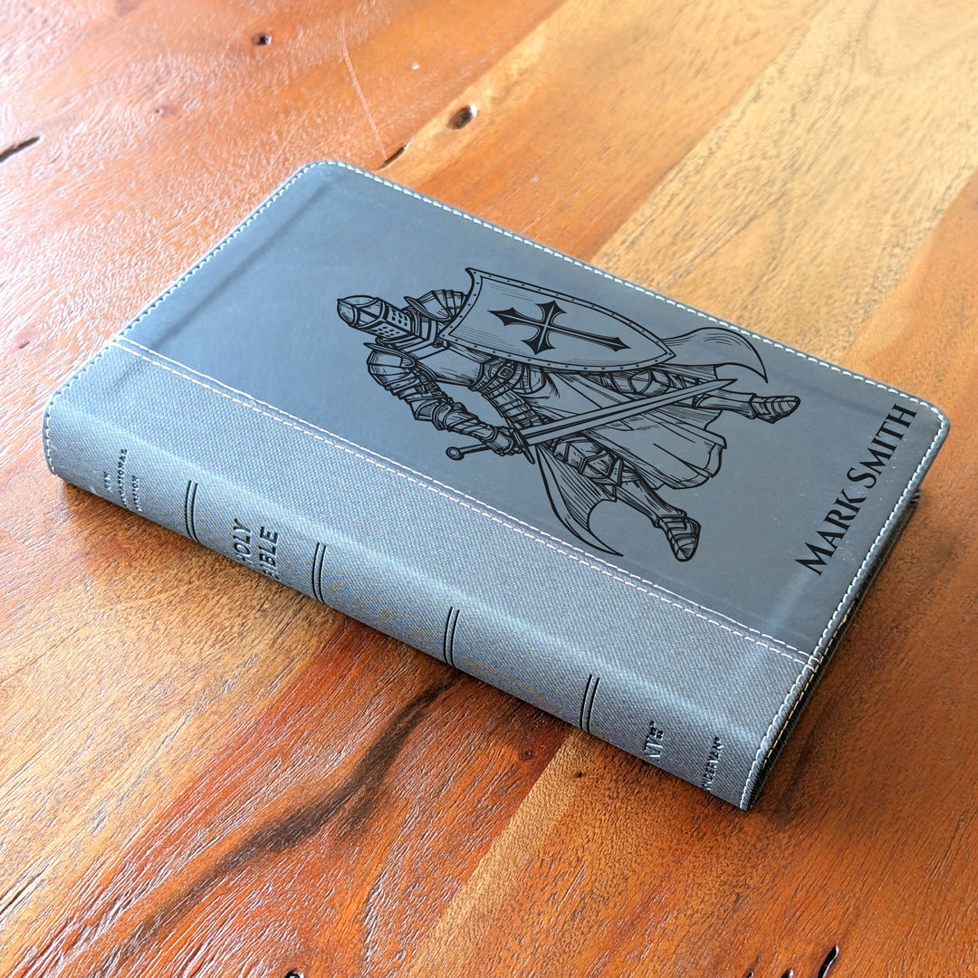 Biblia NVI tamaño personal personalizada – Letra grande, marrón | Hombre de fe