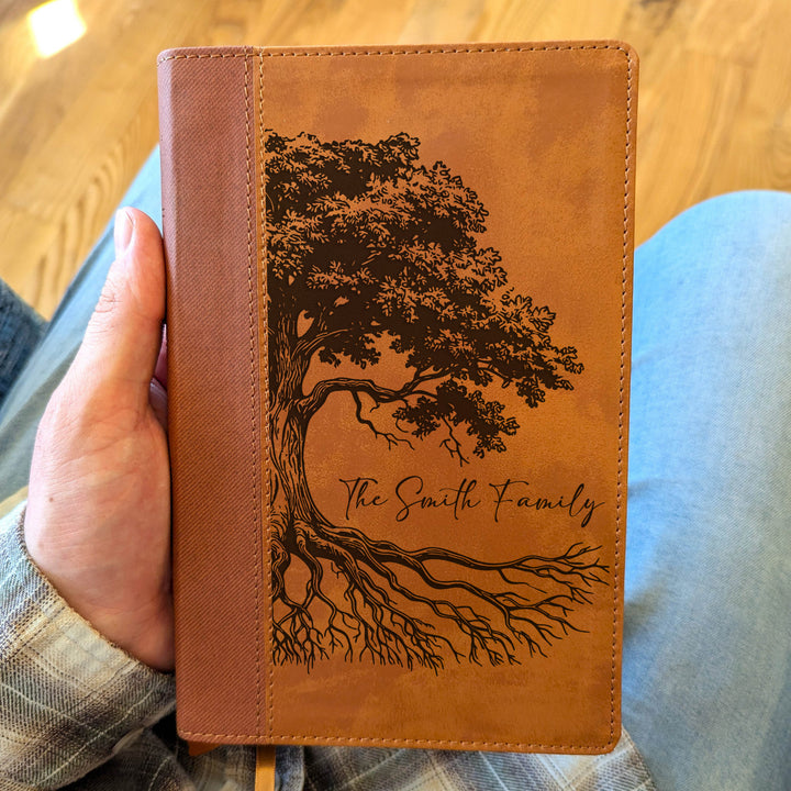 Personalized NIV Personal Size Bible – Large Print, Brown | Oak Family Tree Side