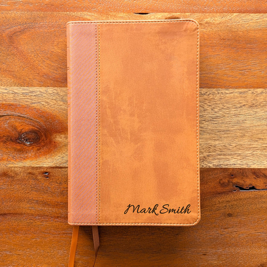 Personalized NIV Personal Size Bible – Large Print, Brown | Engraved Name.