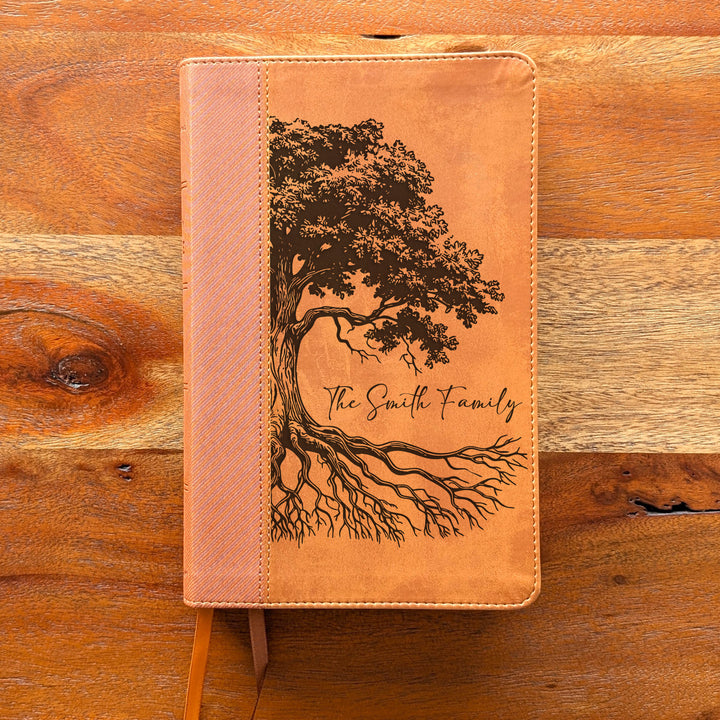 Personalized NIV Personal Size Bible – Large Print, Brown | Oak Family Tree Side