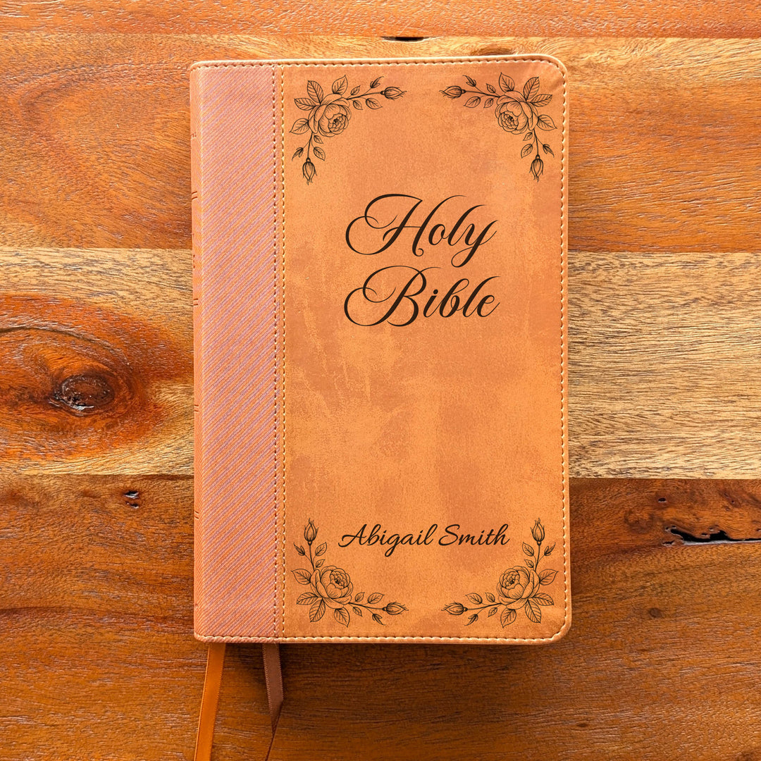Biblia Personalizada NVI tamaño personal – Letra grande, marrón | Corona de Espinas
