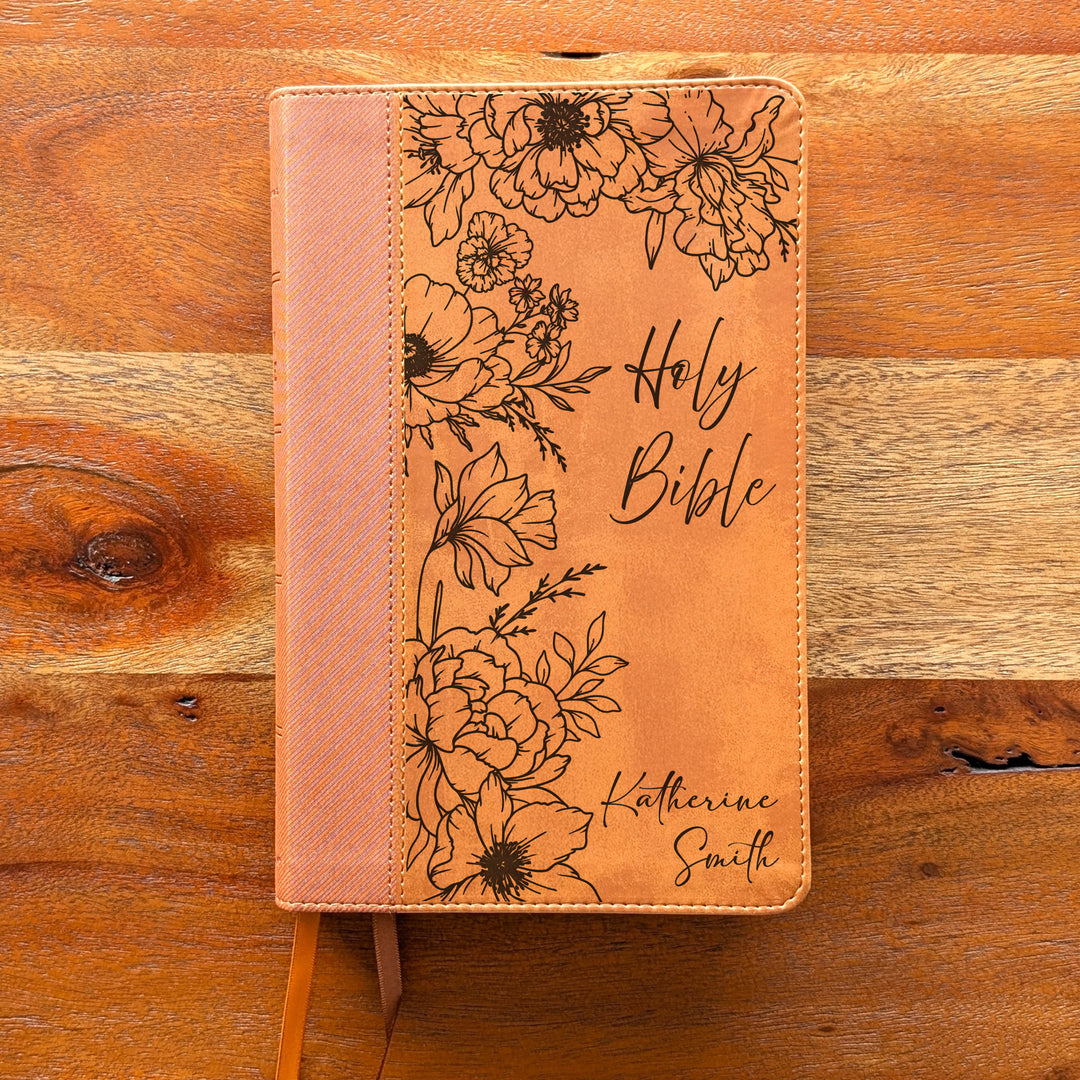 Biblia Personalizada NVI tamaño personal – Letra grande, marrón | Corona de Espinas