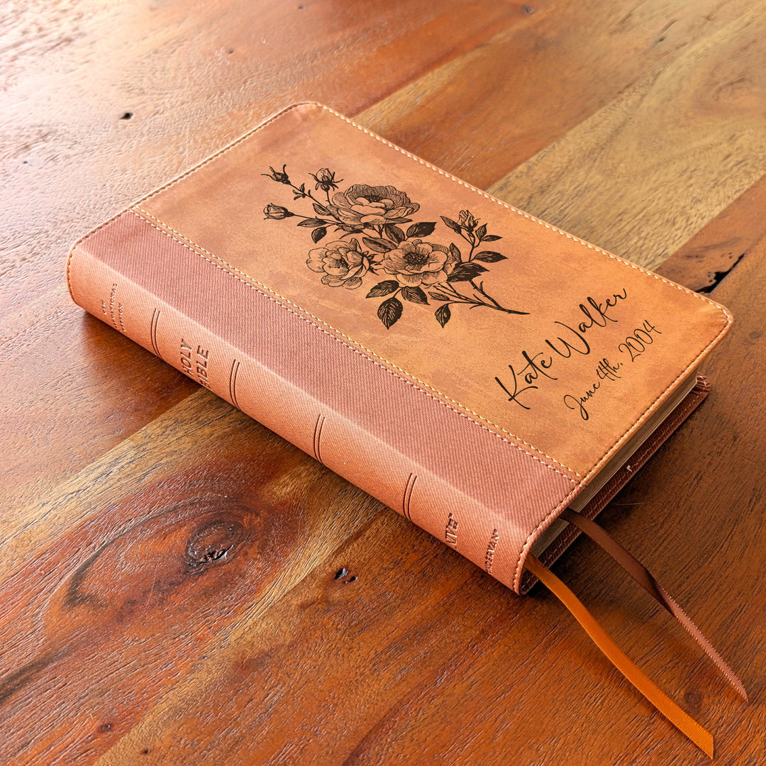 Biblia Personalizada NVI tamaño personal – Letra grande, marrón | Corona de Espinas