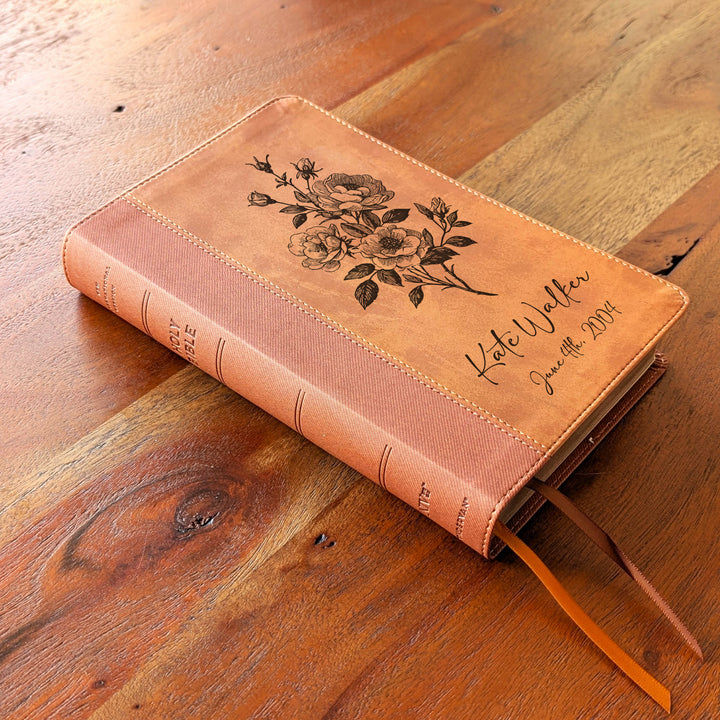 Biblia Personalizada NVI tamaño personal – Letra grande, marrón | Corona de Espinas