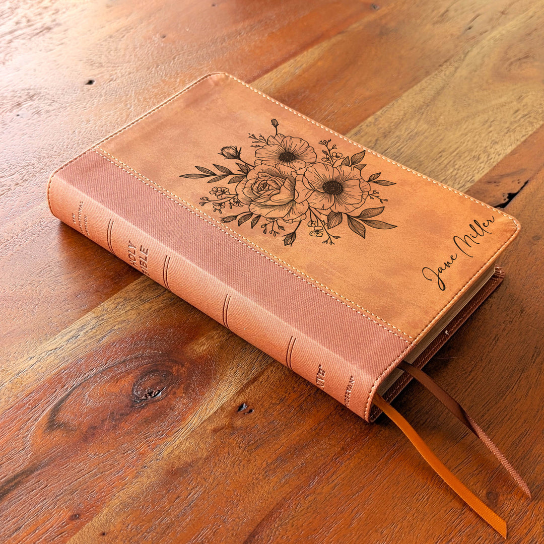 Biblia Personalizada NVI tamaño personal – Letra grande, marrón | Corona de Espinas