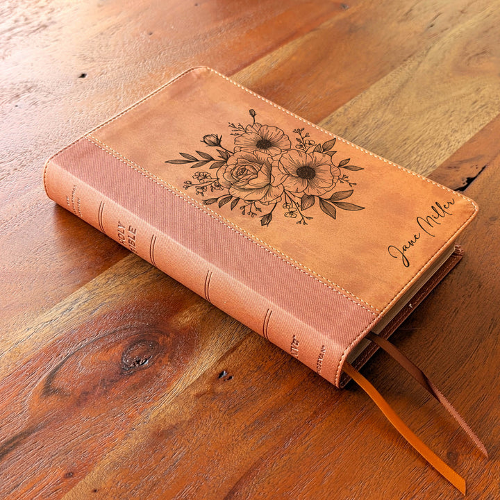 Biblia Personalizada NVI tamaño personal – Letra grande, marrón | Corona de Espinas